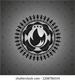 fire icon inside retro style black emblem