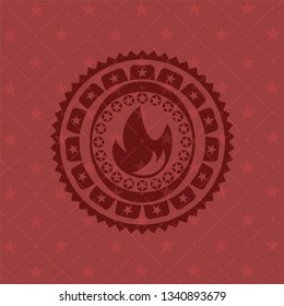 fire icon inside retro style red emblem