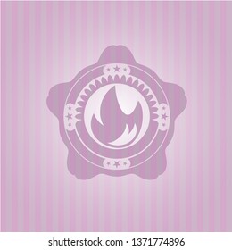 fire icon inside retro style pink emblem