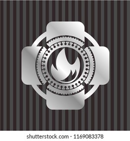 fire icon inside silver shiny badge