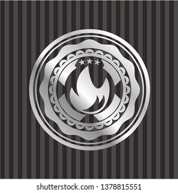 fire icon inside silver shiny emblem