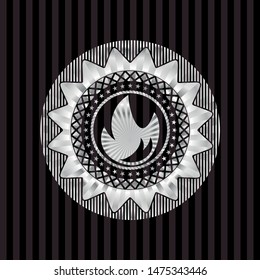fire icon inside silvery emblem or badge