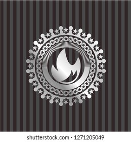 fire icon inside silvery shiny badge
