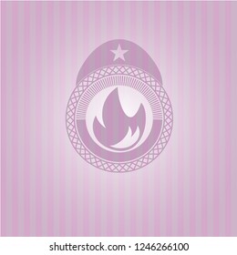 fire icon inside vintage pink emblem
