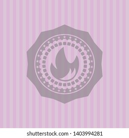 fire icon inside vintage pink emblem