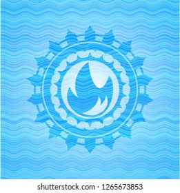 fire icon inside water concept badge background.
