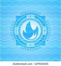 fire icon inside water representation emblem background.