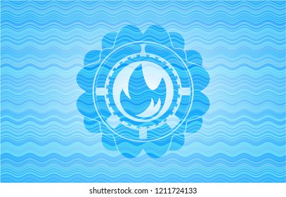 fire icon inside water wave concept badge background.
