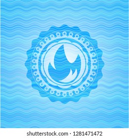 fire icon inside water wave representation style emblem.