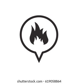 Fire  icon, isolated. Flat  design.