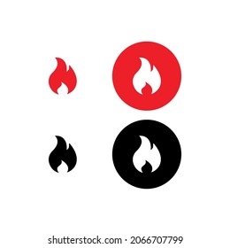 Fire icon isolated of flat style design. Fire icon in black and red design with circle.