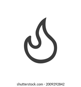Fire Icon Isolated on Black and White Vector Graphic