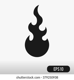 Fire Icon.  Isolated on White Background. Black silhouette