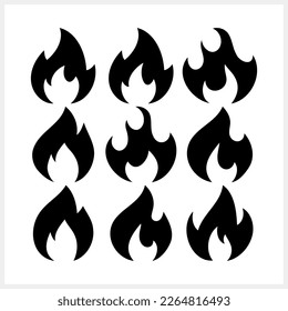 Icono de fuego aislado. Ilustración del material vectorial de esténcil. EPS 10