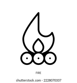 fire icon. Line Art Style Design Isolated On White Background