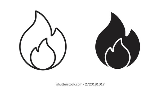 Icono de fuego en diseño de línea. Sencillo Vector de iconos