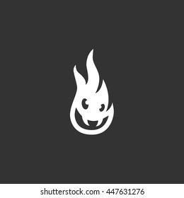 Fire icon. Logo isolated on black background. Vector illustration