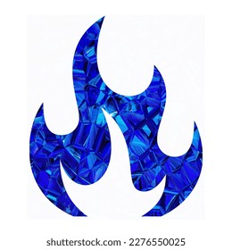 fire icon low poly blue cube vector on white
