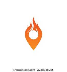 Fire icon map logo vector design template