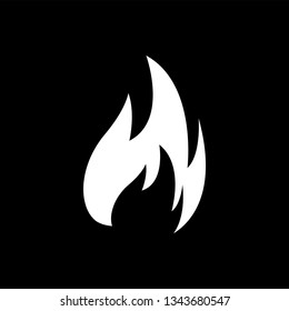 Fire Icon On Black Background. Black Flat Style Vector Illustration.