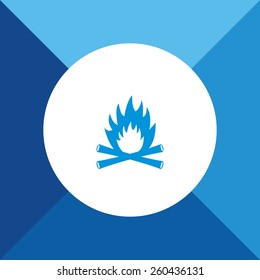 Fire Icon On Blue Background. Eps-10.