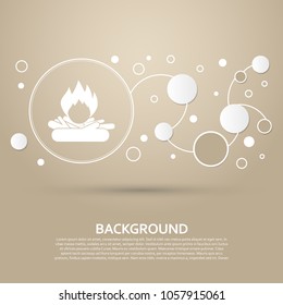 Fire Icon on a brown background with elegant style and modern design infographic. Vector illustration