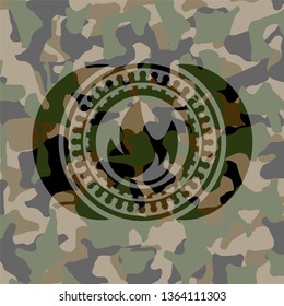 fire icon on camo texture