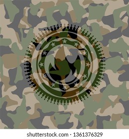 fire icon on camouflaged pattern