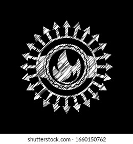 fire icon on chalkboard, vector illustration, pretty design