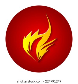 Fire icon on dark red background. Vector illustration