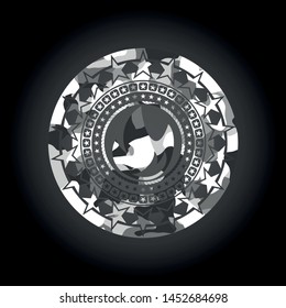 fire icon on grey camo pattern