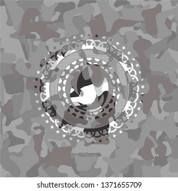 fire icon on grey camouflaged texture