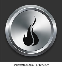 Fire Icon on Metallic Button Collection