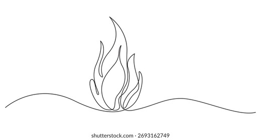 Icono de fuego una línea de arte Ilustración vectorial
