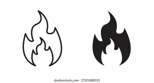 Fire icon outline concept symbol with editable stroke on white