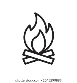 Fire icon outline set sign