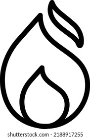 Fire Icon With Outline Style, Renewable Energy Sign And Symbol Isolated On White Background
