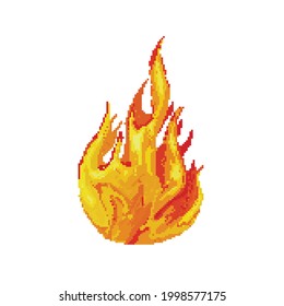 Icono de fuego. Pixel Art. Sticker
