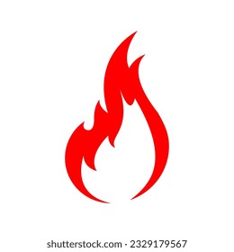 Fire icon red color. Symbol or emblem. vector illustration