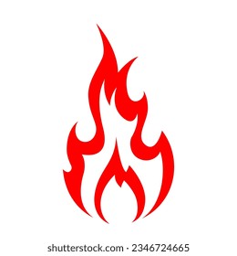 Fire icon red color. Symbol or emblem. vector illustration