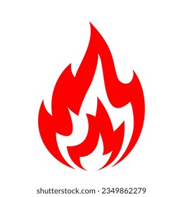Fire icon red color. Symbol or emblem. vector illustration