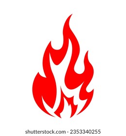 Fire icon red color. Symbol or emblem. vector illustration