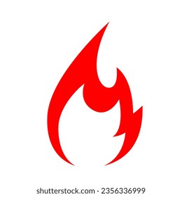 Fire icon red color. Symbol or emblem. Vector illustration