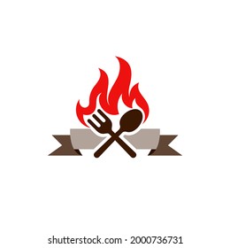 Fire icon with restaurant design vector, vintage icons