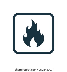 fire icon Rounded squares button, on white background 