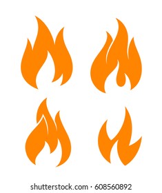Fire. Icon set. Abstract fire on white background