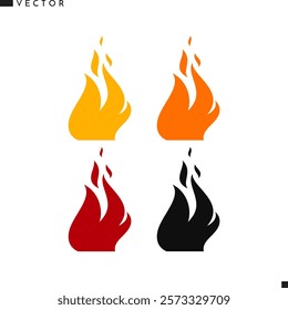 Fire icon set. Abstract fire silhouette