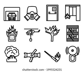 Fire Icon Set. Bold outline design with editable stroke width. Vector Illustration.