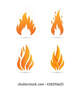 Fire Icon set. Bonfire sign. Vector illustration