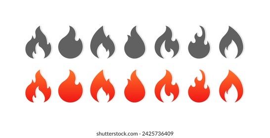 Conjunto de iconos de fuego. Colección de iconos de fuego. Estilo plano. Iconos vectoriales